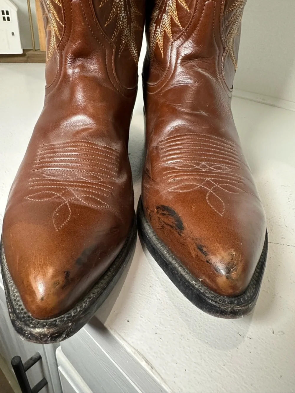 Tony Lama Cowboy Boots Mens 9 Womens 10 10.5 Brown Leather Western Boots Classic - Picture 5 of 10